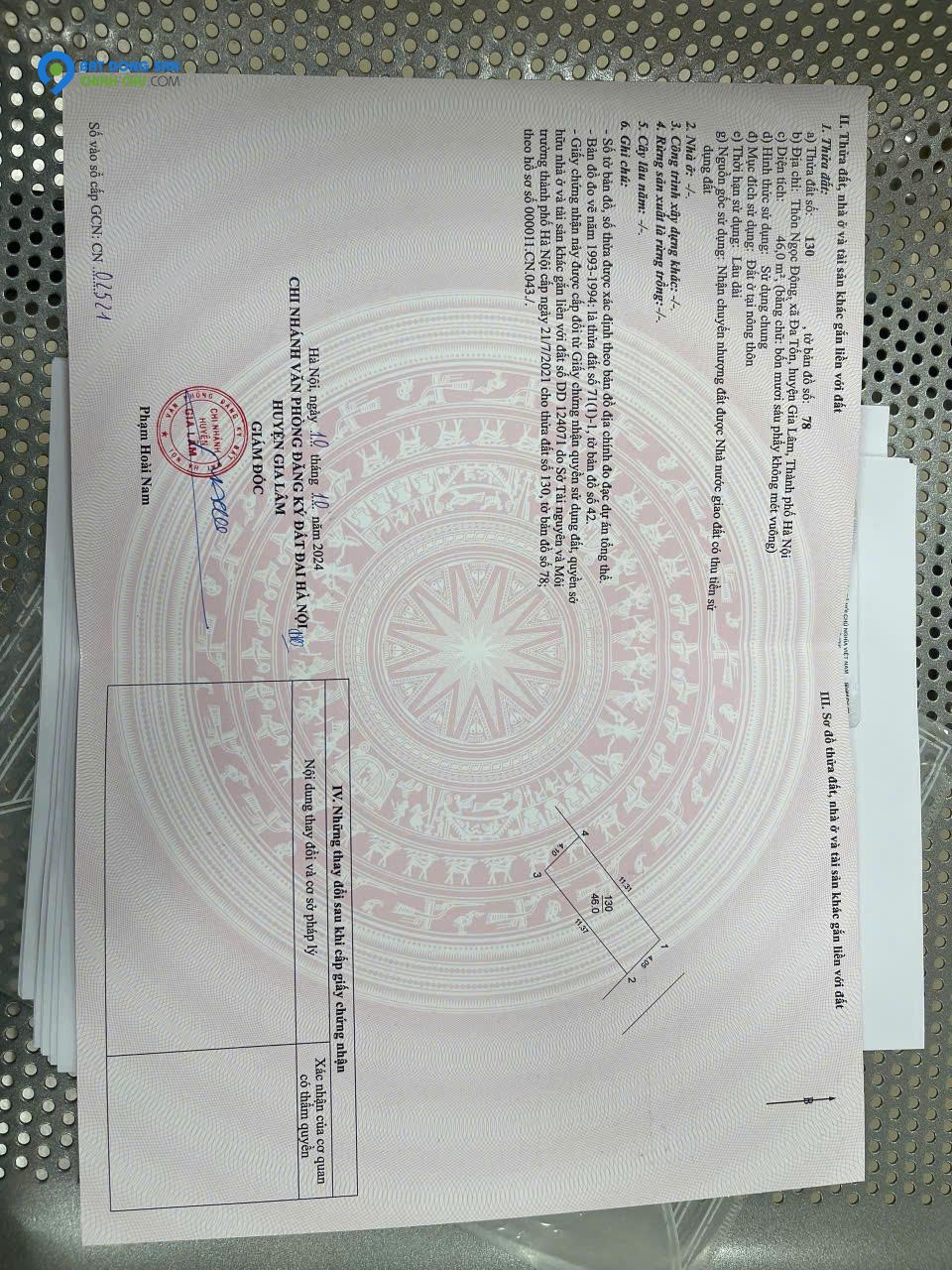 Chính chủ Bán 46 m2 đất Đa Tôn - Gia Lâm, giá chỉ 3.8 tỷ