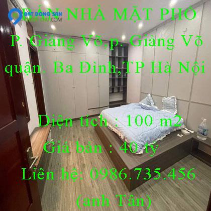 BÁN NHÀ MẶT PHỐ GIẢNG VÕ - BA ĐÌNH 100M2, MẶT TIỀN 8M2, Ô TÔ TRÁNH DỪNG ĐỖ, VỈA HÈ PHÂN LÔ