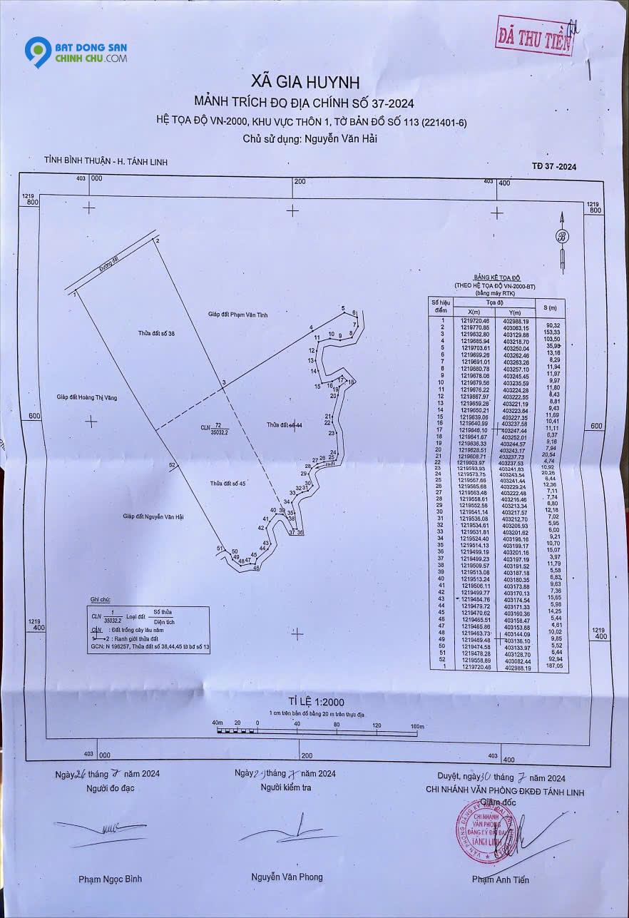 Bán Đất Thôn 1, Xã Gia Huynh, Huyện Tánh Linh, Tỉnh Bình Thuận, 56,000m2 Giá 88 Tỷ