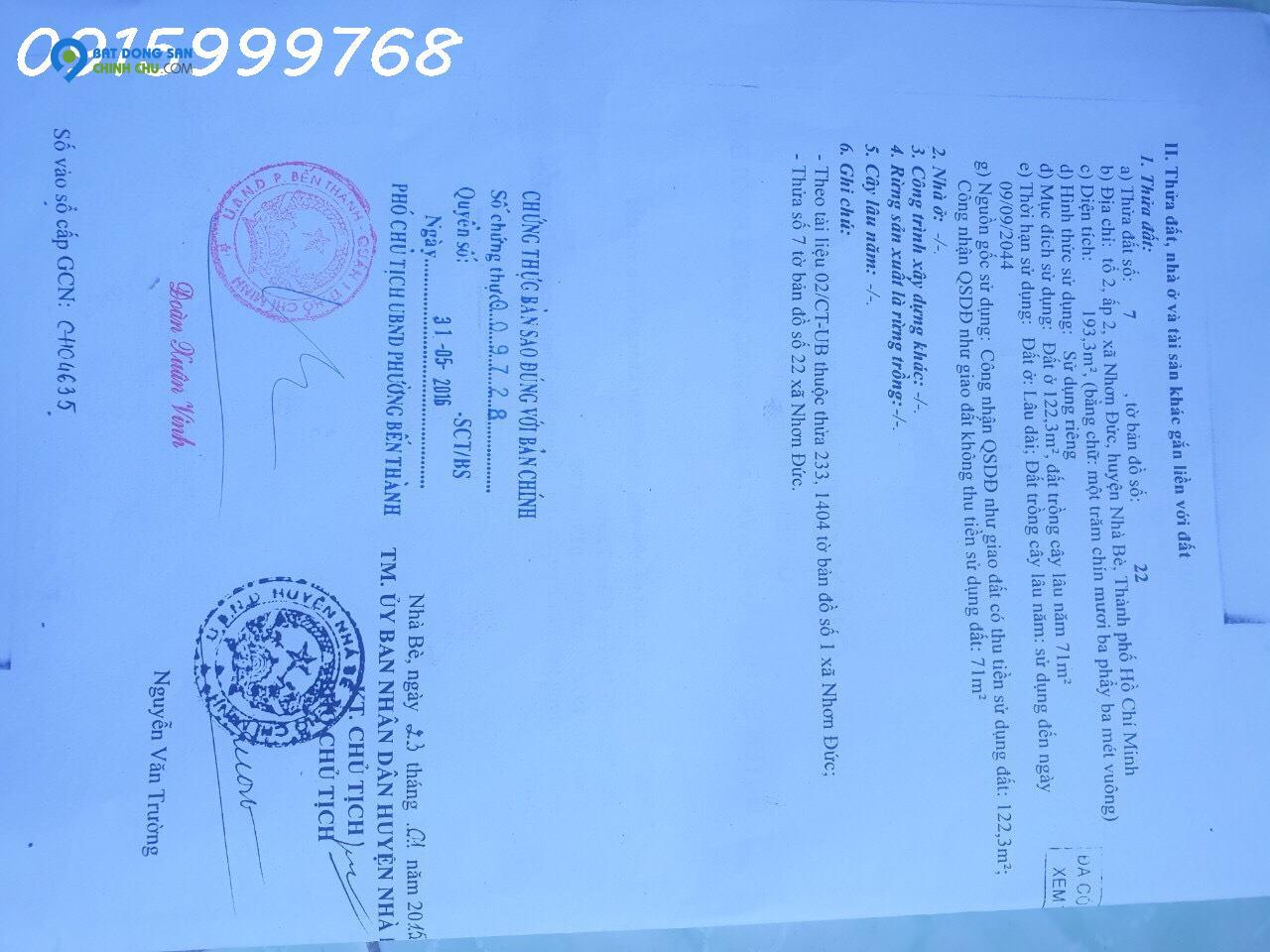 Bán Lô đất lớn góc 2 mt hxh Lê Văn Lương, Phước Kiển,Nhà Bè,Dt 7m*28m,Full Thổ cư. GIÁ 3ty5