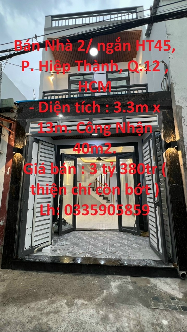 Bán Nhà 2/ ngắn HT45, P. Hiệp Thành, Q.12 , HCM