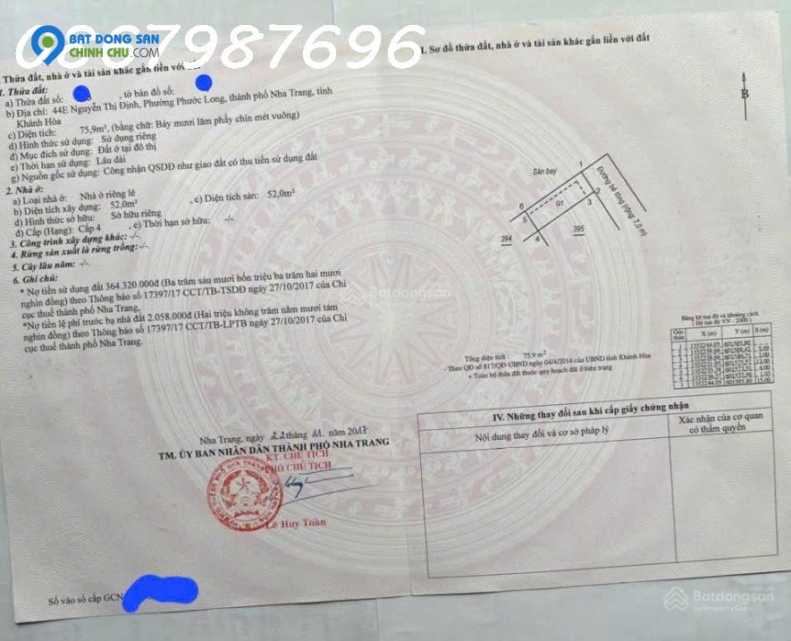 Bán Nhà Cấp 4 Mặt Tiền Đường Nguyễn Thị Định, Phường Phước Long, TP Nha Trang - Giá 4,3 Tỷ