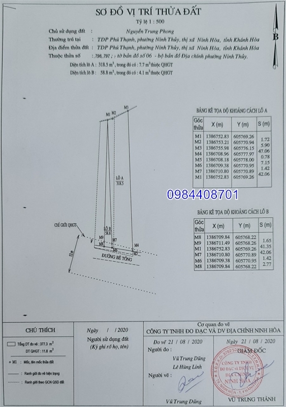 Bán đất Dốc Lết, phường Ninh Thủy 377m2 giá chỉ 3 tỷ 2 - Đất Cường Vân Phong