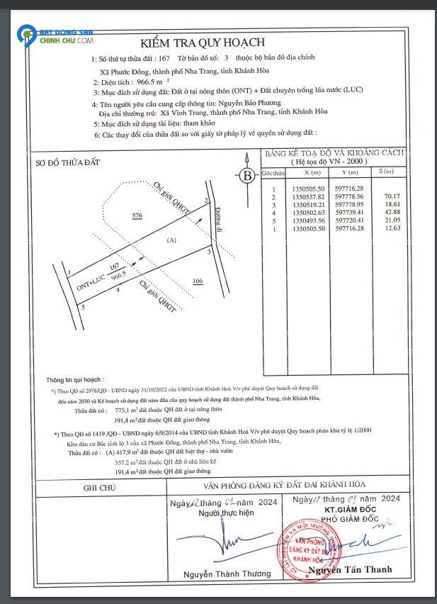 Bán đất Phước Đồng Nha Trang cách đường Phong Châu 300m cách Khu TĐC Vĩnh Thái 900m giá chỉ 4,6 triêu/m2 thổ cư