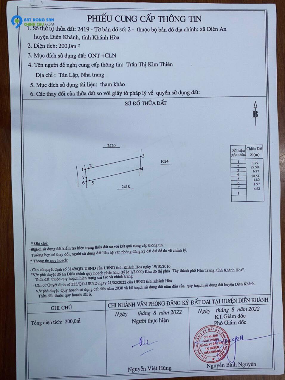 Bán lô đất cách đường 23/10 chỉ 200m giá chỉ 13,2tr  thông ra VNG Diên An D.Khánh 0359111296