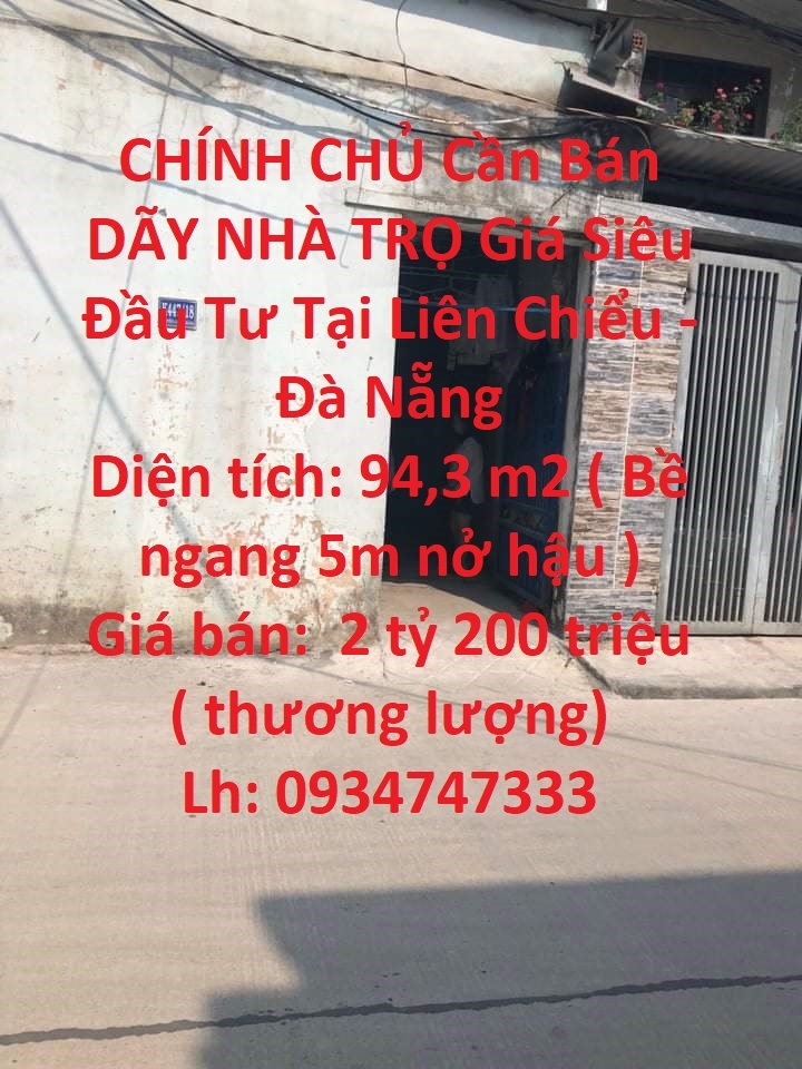 CHÍNH CHỦ Cần Bán DÃY NHÀ TRỌ Giá Siêu Đầu Tư Tại Liên Chiểu - Đà Nẵng