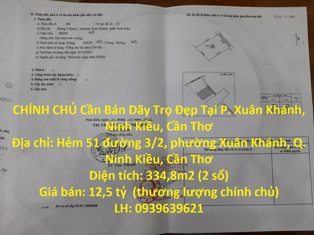 CHÍNH CHỦ Cần Bán Dãy Trọ Đẹp Tại P. Xuân Khánh, Ninh Kiều, Cần Thơ