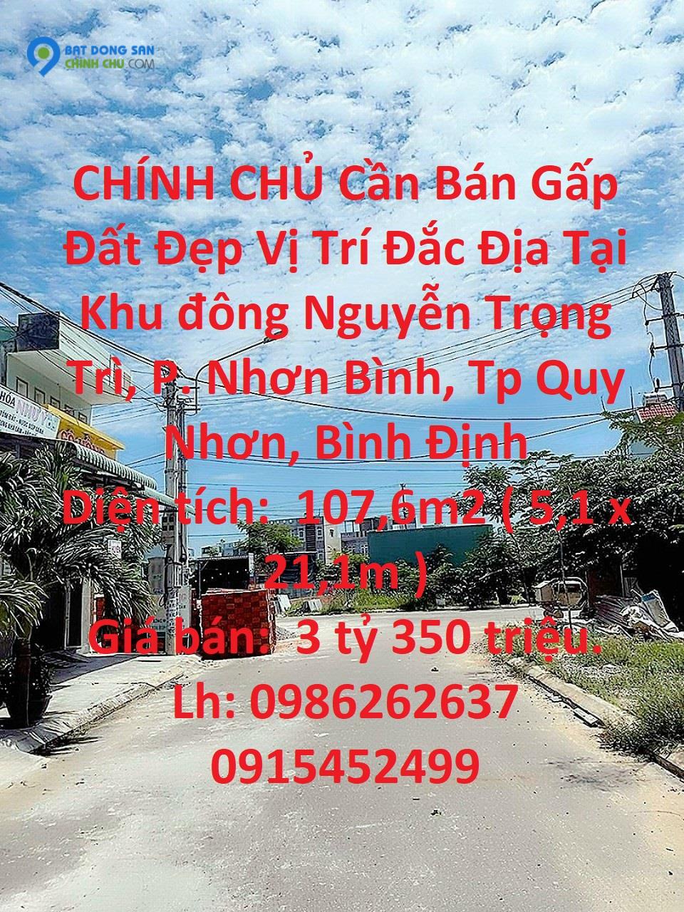 CHÍNH CHỦ Cần Bán Gấp Đất Đẹp Vị Trí Đắc Địa Tại TP Quy Nhơn - Bình Định