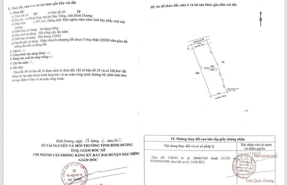 CHÍNH CHỦ Cần Bán Lô Đất View Hồ Dầu Tiếng- Lô Đất Đẹp Có 1 0 2