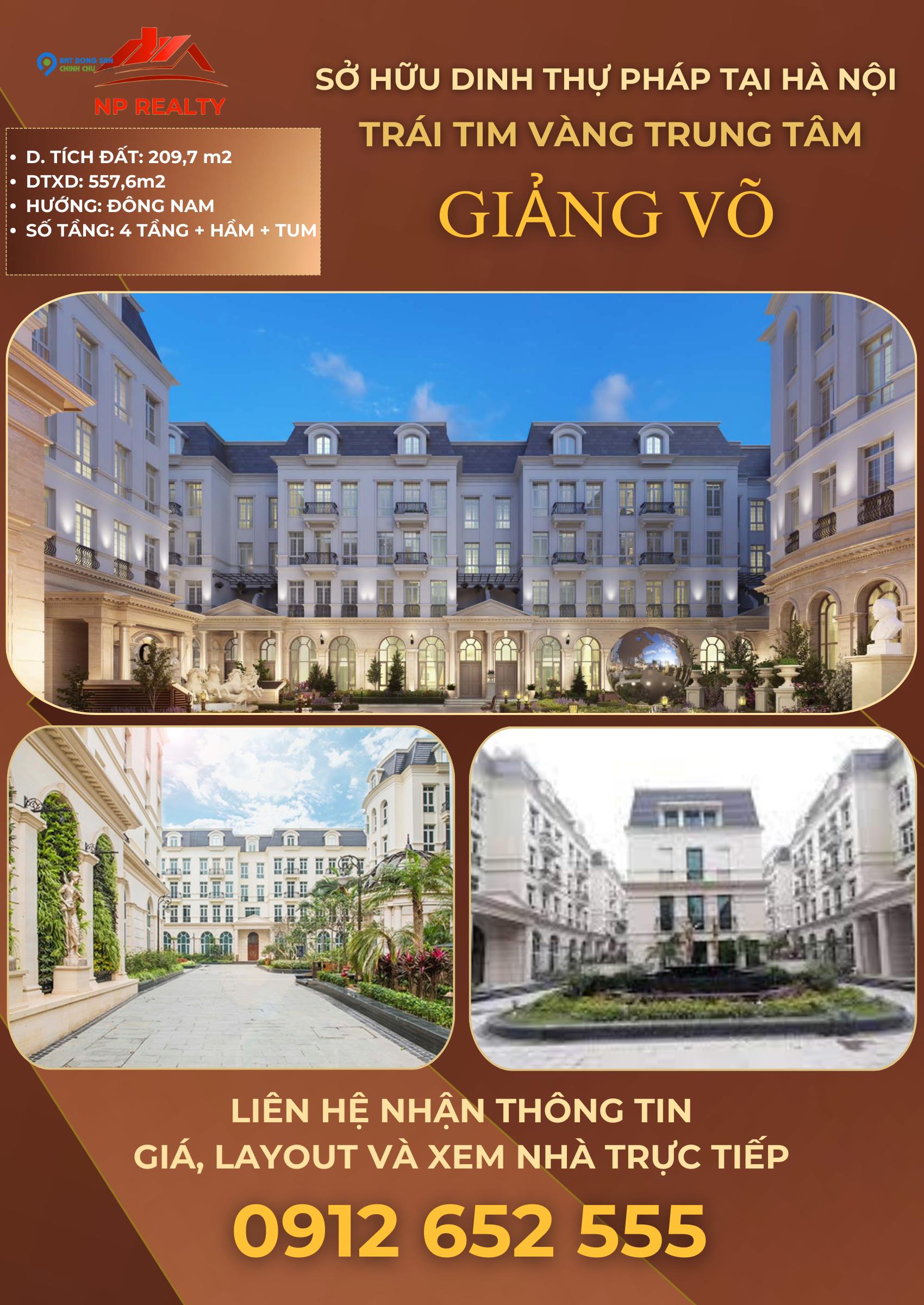 (CHính chủ) Cần bán DINH THỰ HÀNG HIỆU GRANDEUR PALACE GIẢNG VÕ - Dinh thự Pháp giữa lòng Hà Nội