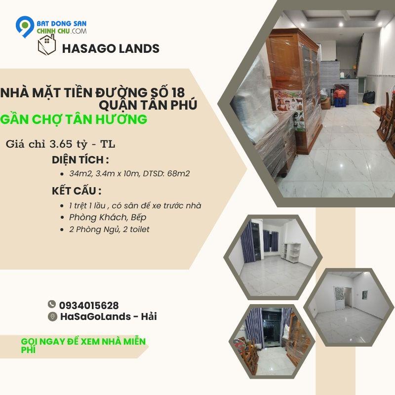 CỰC HIẾM Bán nhà MT gần chợ TÂN HƯƠNG 34m2, 2TẦNG, 3.65tỷ