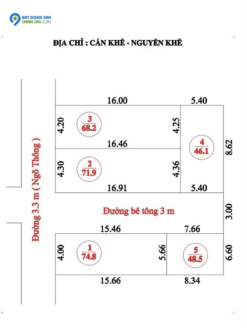 Chỉ mới 1 tỷ 250 triệu anh chị có ngay mảnh đất 46m2 tại Nguyên Khê Đông Anh HN