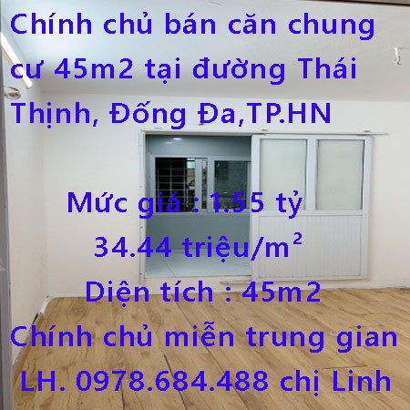 Chính chủ bán căn chung cư 45m2 tại đường Thái Thịnh, Đống Đa, nội thất đầy đủ vào ở ngay