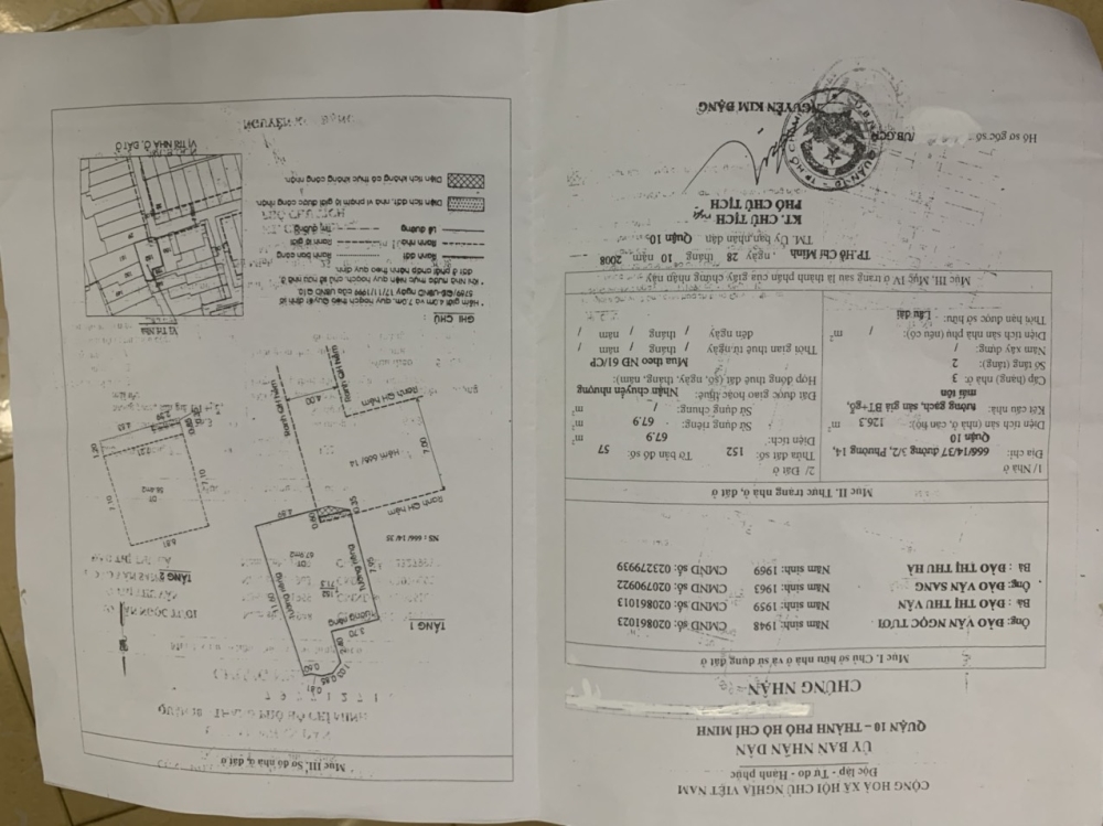 Chính  chủ bán nhà riêng tại 666/14/37 đường 3/2, Quận 10 DT126.3m2 Giá 7.2 tỷ