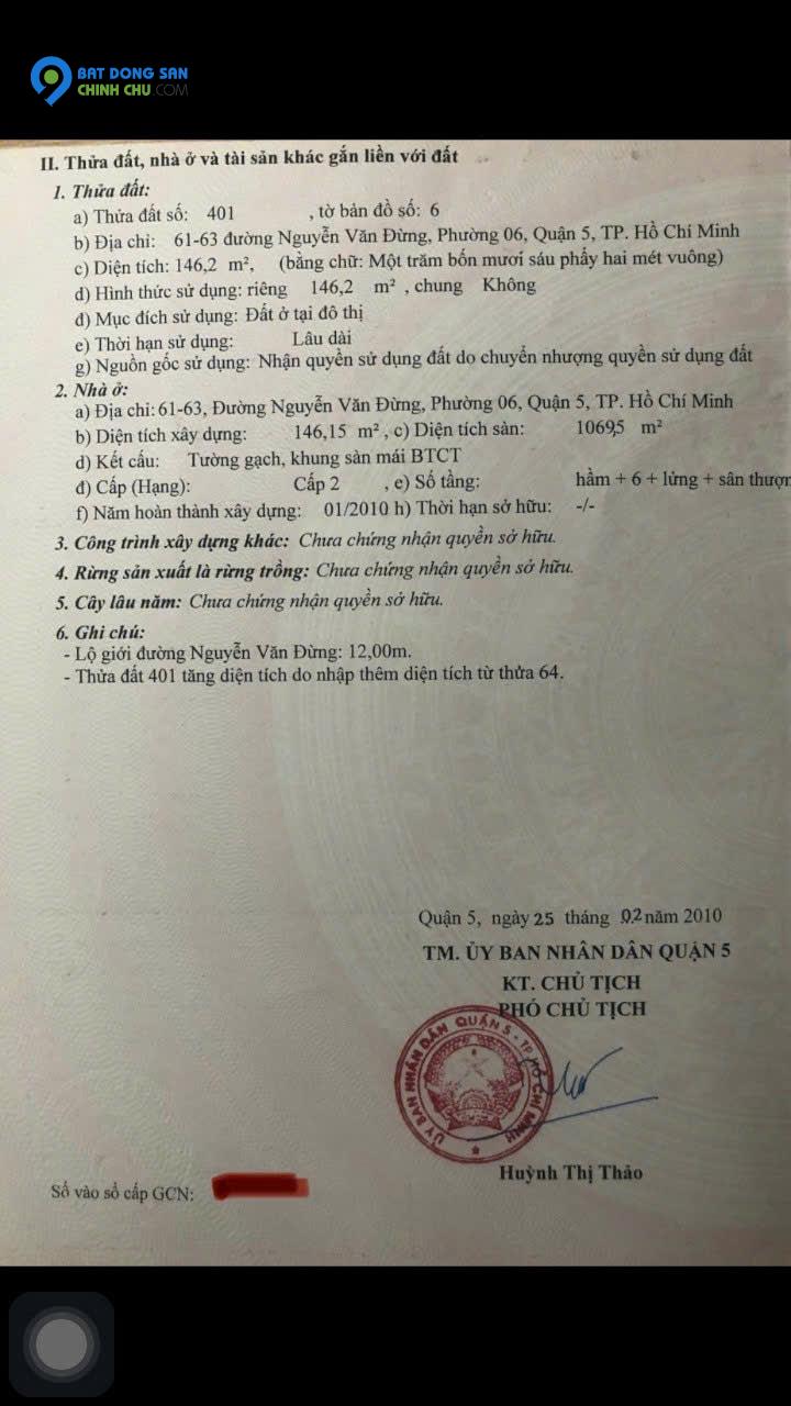 Chính chủ bán tòa nhà 8 tầng Q5 – địa chỉ đẹp, giá trị cao