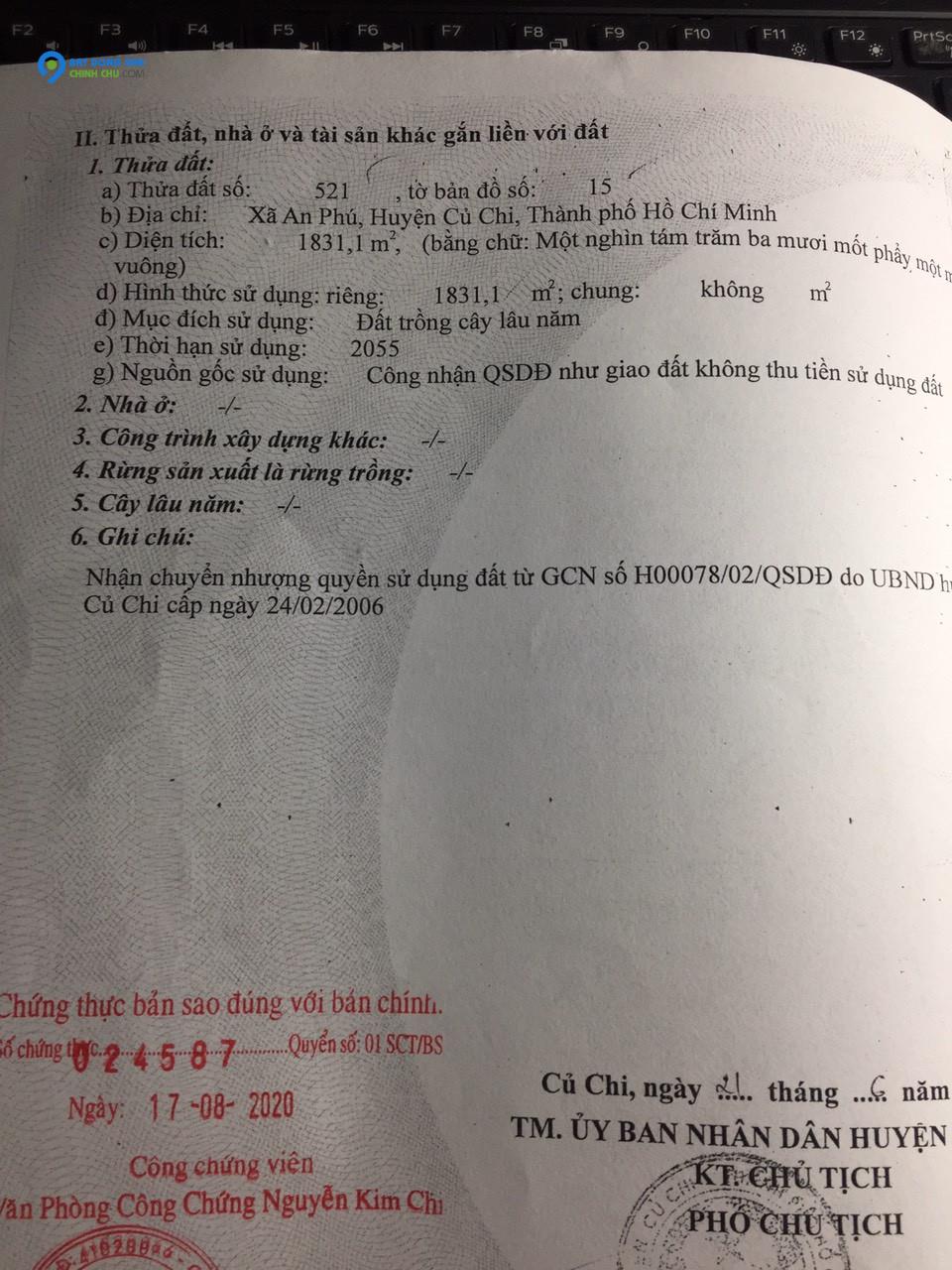 Chính chủ cần bán 2 lô đất mặt tiền đường nhựa Xã An Phú, Huyện Củ Chi