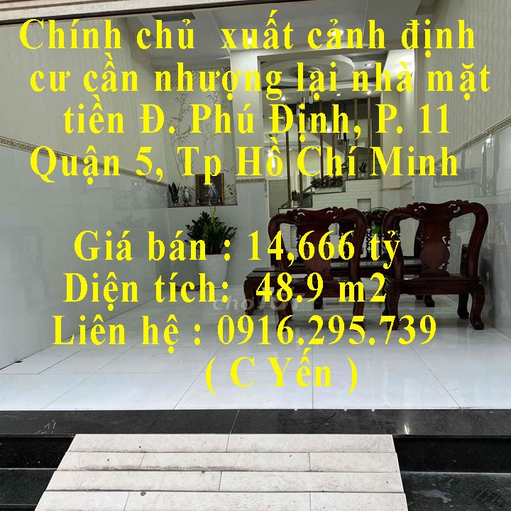 Chính chủ  xuất cảnh định cư cần nhượng lại nhà mặt tiền Q5