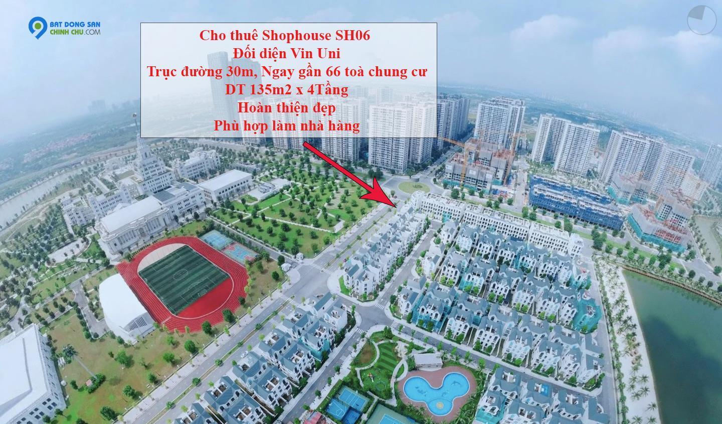 Cho thuê Shophouse San Hô 06 hoàn thiện Đối diện VIN UNI làm cafe, nhà hàng tại Vinhomes Ocean Park Gia Lâm