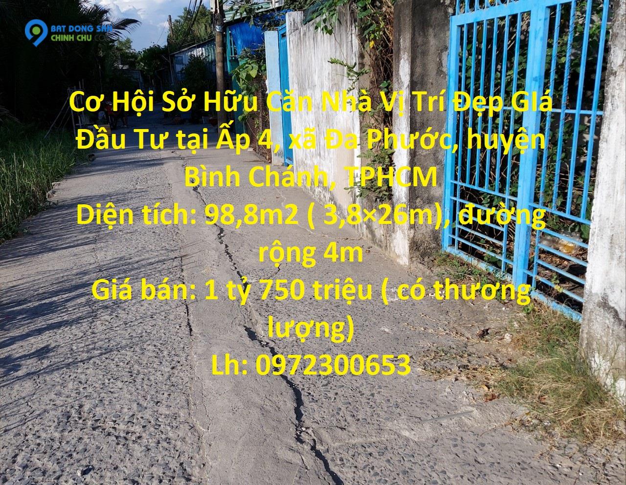 Cơ Hội Sở Hữu Căn Nhà Vị Trí Đẹp GIá Đầu Tư tại huyện Bình Chánh, TPHCM