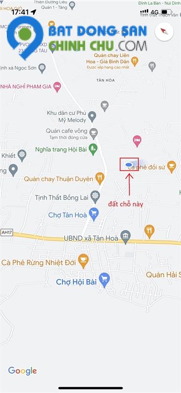 Đất sạch phủ hồng , trung tâm xã Tân Hòa - thị xã Phú Mỹ, giá chỉ 6tr/m2