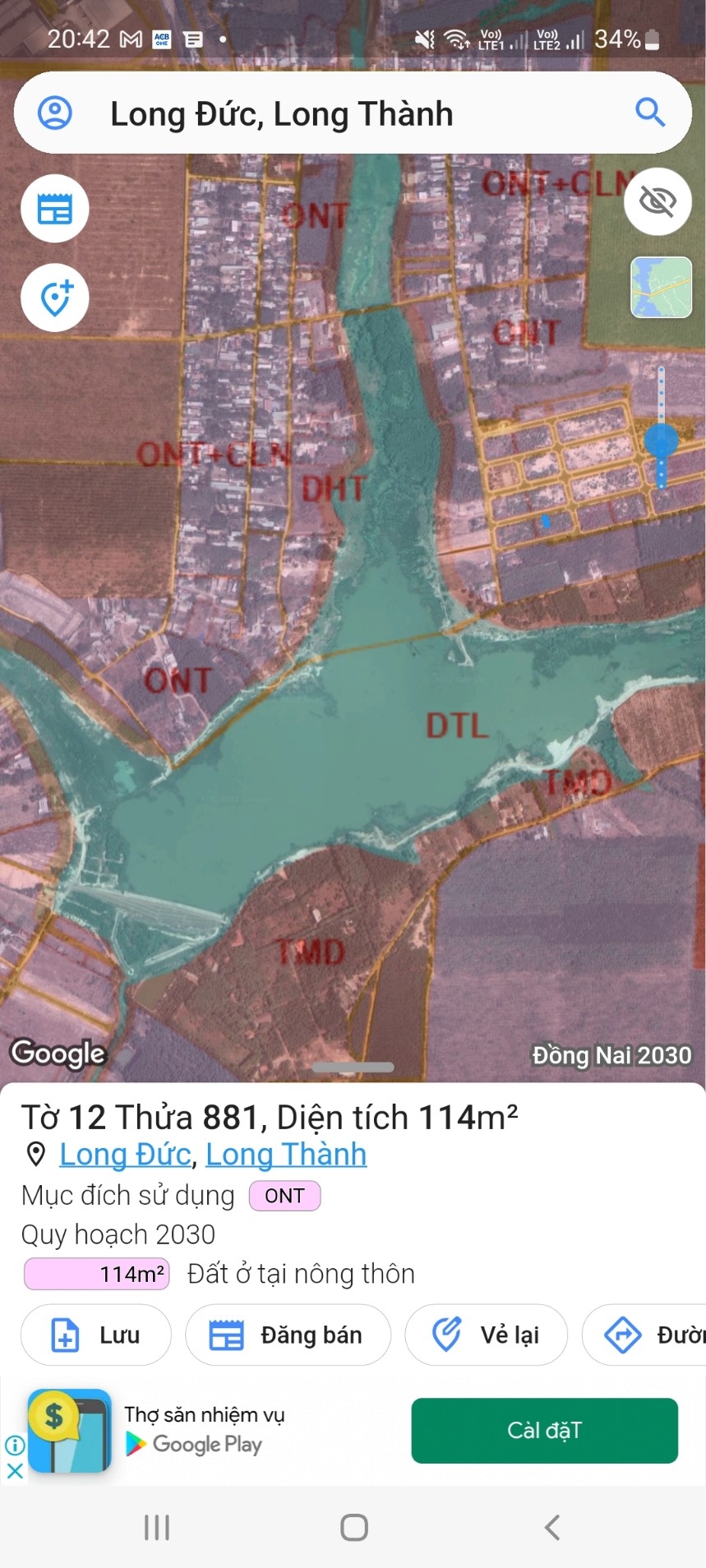 Em chính chủ bán đất nền Long Thành, dự án duy nhất có sổ, view hồ thoáng mát