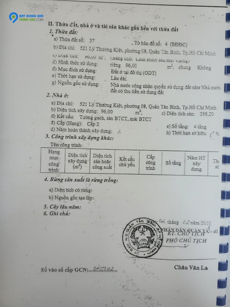 Gia đình Tôi cần bán nhà 21 Lý Thường Kiệt , P8 , Q Tân Bình