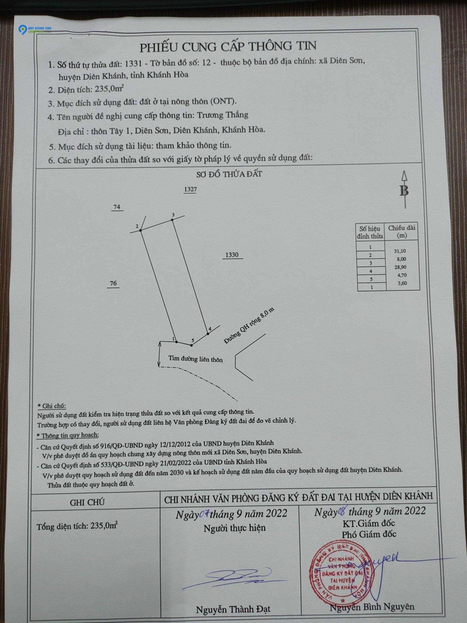 HOT HOT HOT CẦN BÁN LÔ ĐẤT ĐẦU TƯ SINH LỜI CAO Vị trí :  46 Đường Gò Đại, Diên Sơn, Diên Khánh, Khánh Hòa