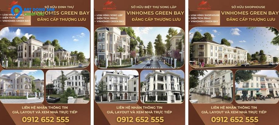 (Không tiếp trung gian) Chính chủ cần bán Biệt thự đơn lập (250m2) , Song lập (150m2), Shophouse (95m2) Vinhomes Green Bay