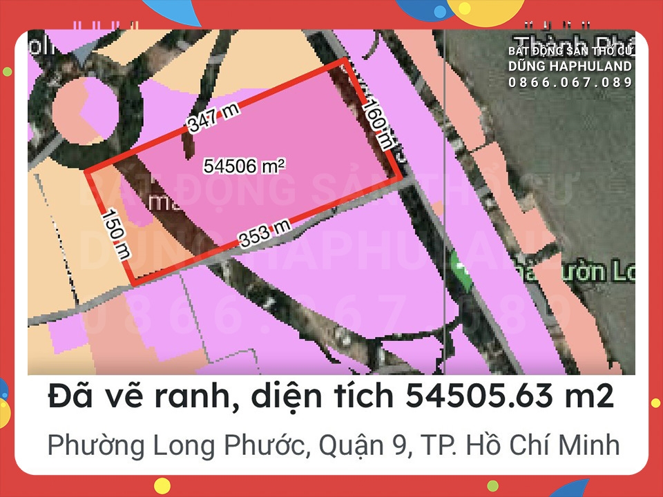 Nhỉnh 3 triệu 1m2. 54000m2 (5,4 HA) đất lô góc mặt tiền đường Cầu Đình, Q9