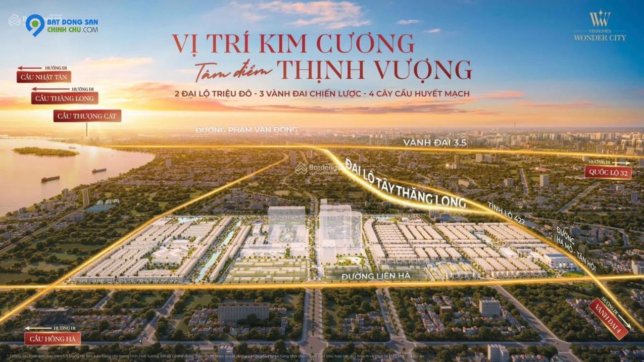 Quỹ căn đẹp nhất, giá chuẩn nhất, chính sách tốt nhất từ cđt Vinhomes Wonder City( Vin Đan Phượng)