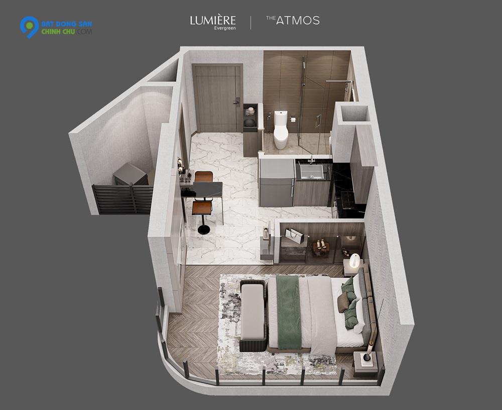 SMART CITY - LUMIÈRE Evergreen - Studio A1 - Tầng Thấp Ban Công Đông Nam Chỉ 3,050 Bao Phí (Thương Lượng)