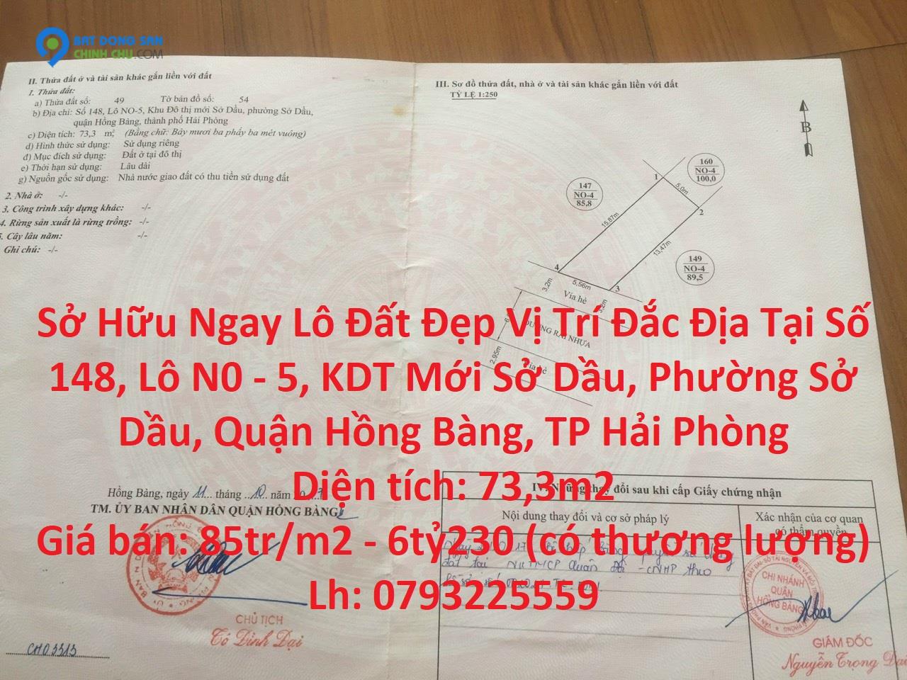 Sở Hữu Ngay Lô Đất Đẹp Vị Trí Đắc Địa Tại Quận Hồng Bàng, TP Hải Phòng