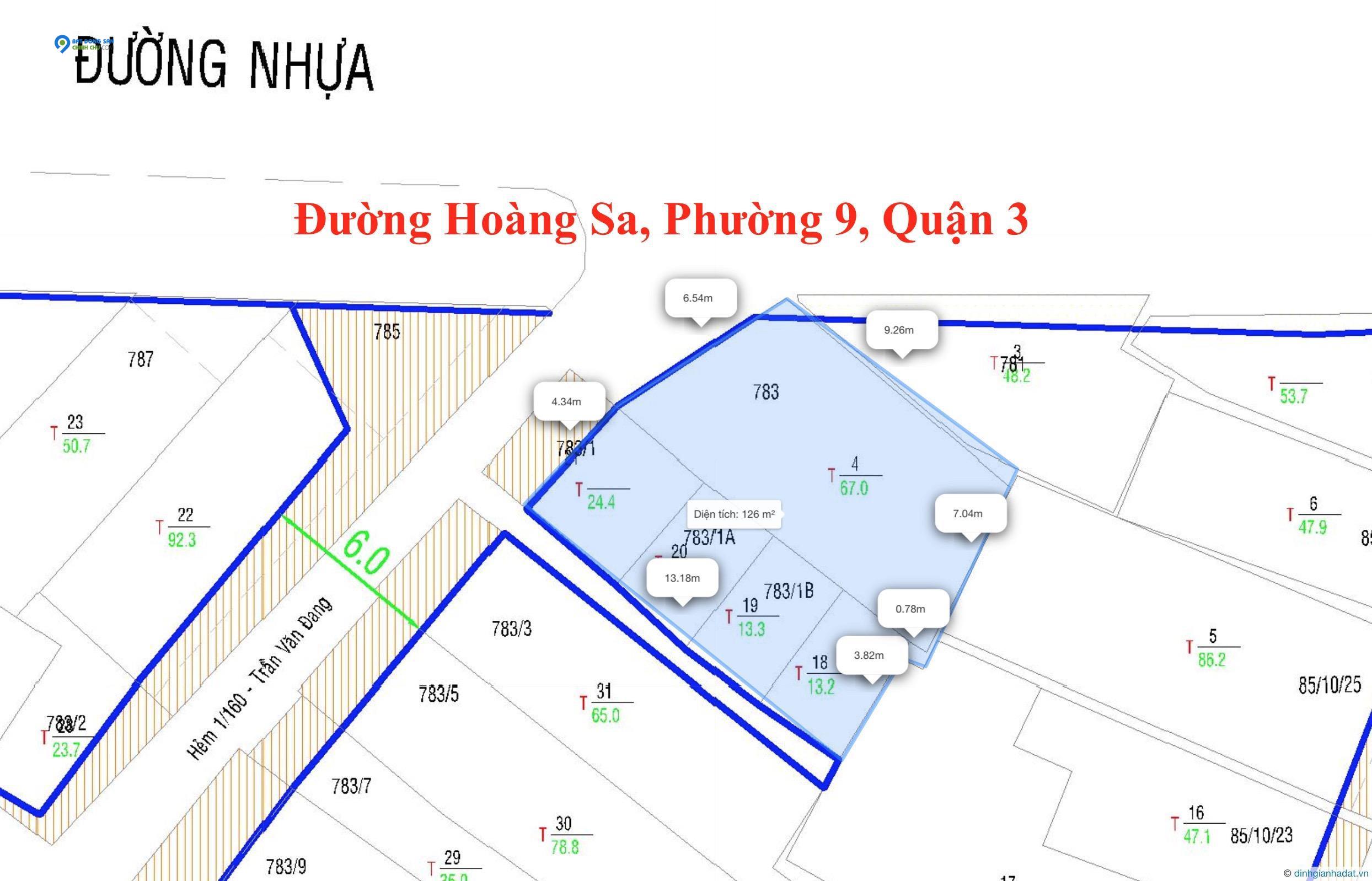 Vị trí siêu đẹp KD MT Hoàng Sa, Phường 9, Quận 3. N 10m DT vàng