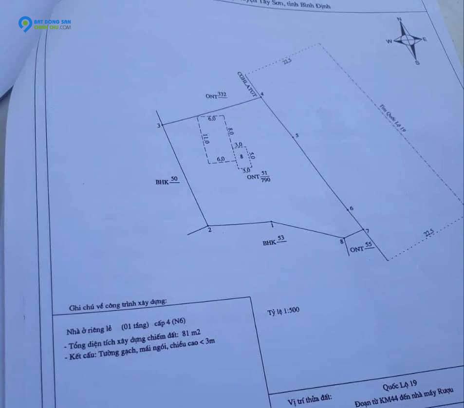 bán đất chính chủ  Mặt tiền Quốc Lộ 19  Xã Bình tường. Huyện Tây Sơn Bình Định