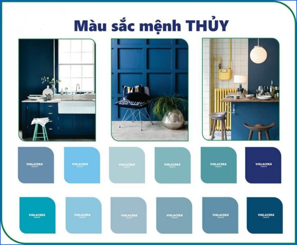 Bảng màu theo phong thủy cho người mệnh Thủy